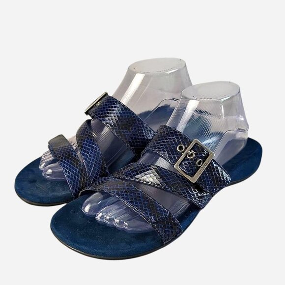 Vionic Rest Skylar Slides Sandals Navy Snake Print Orthotic Comfort l Size 8 - Picture 2 of 8